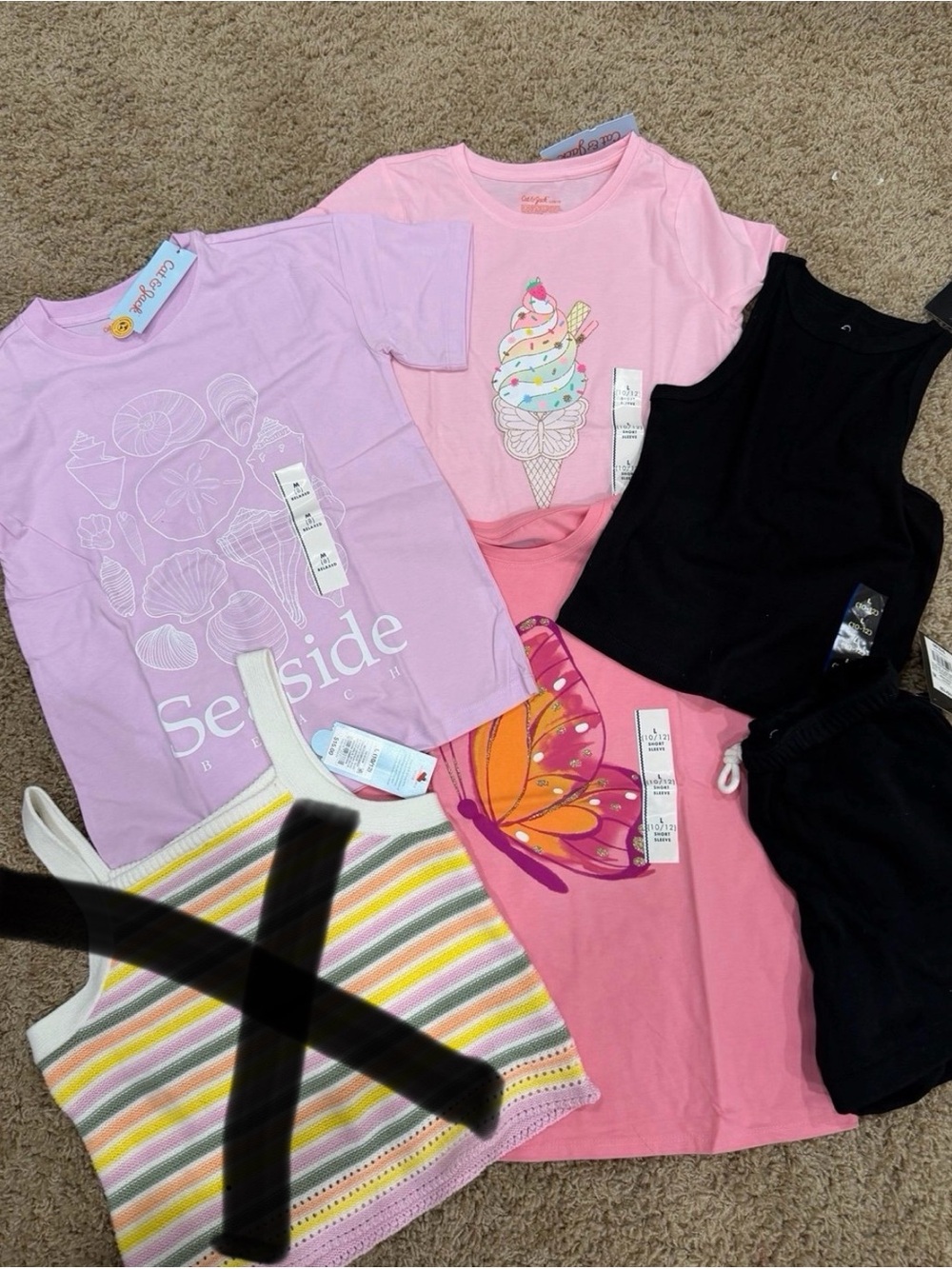 Girls Large (10-12) Summer Tshirt and Short Lot- Cat & Jack, Art Class NWT